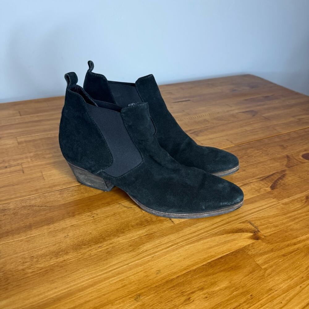 Aquatalia Black Suede Leather Chelsea Ankle Booties Size 8.5